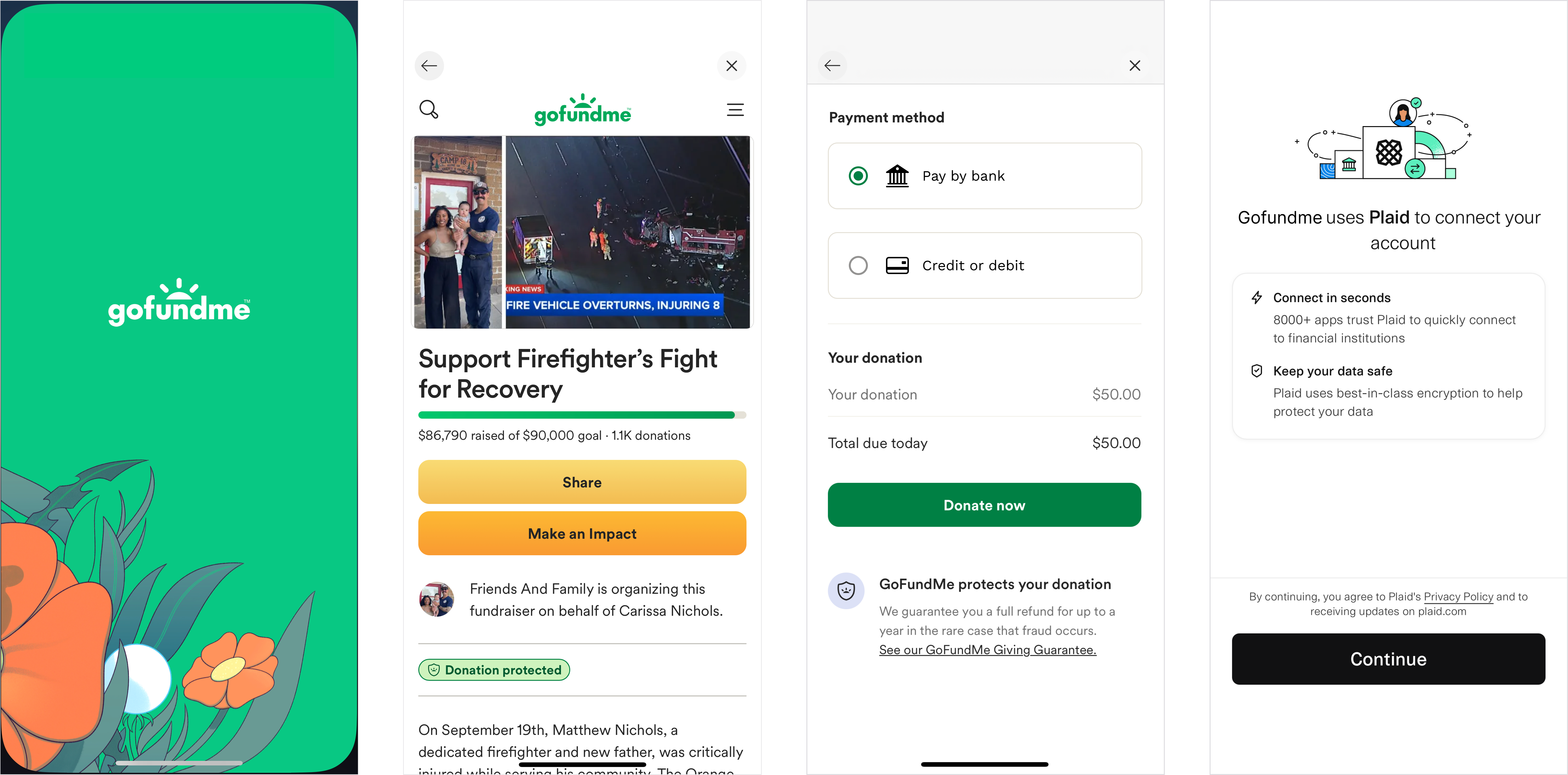 GoFundMe with Plaid bank linking