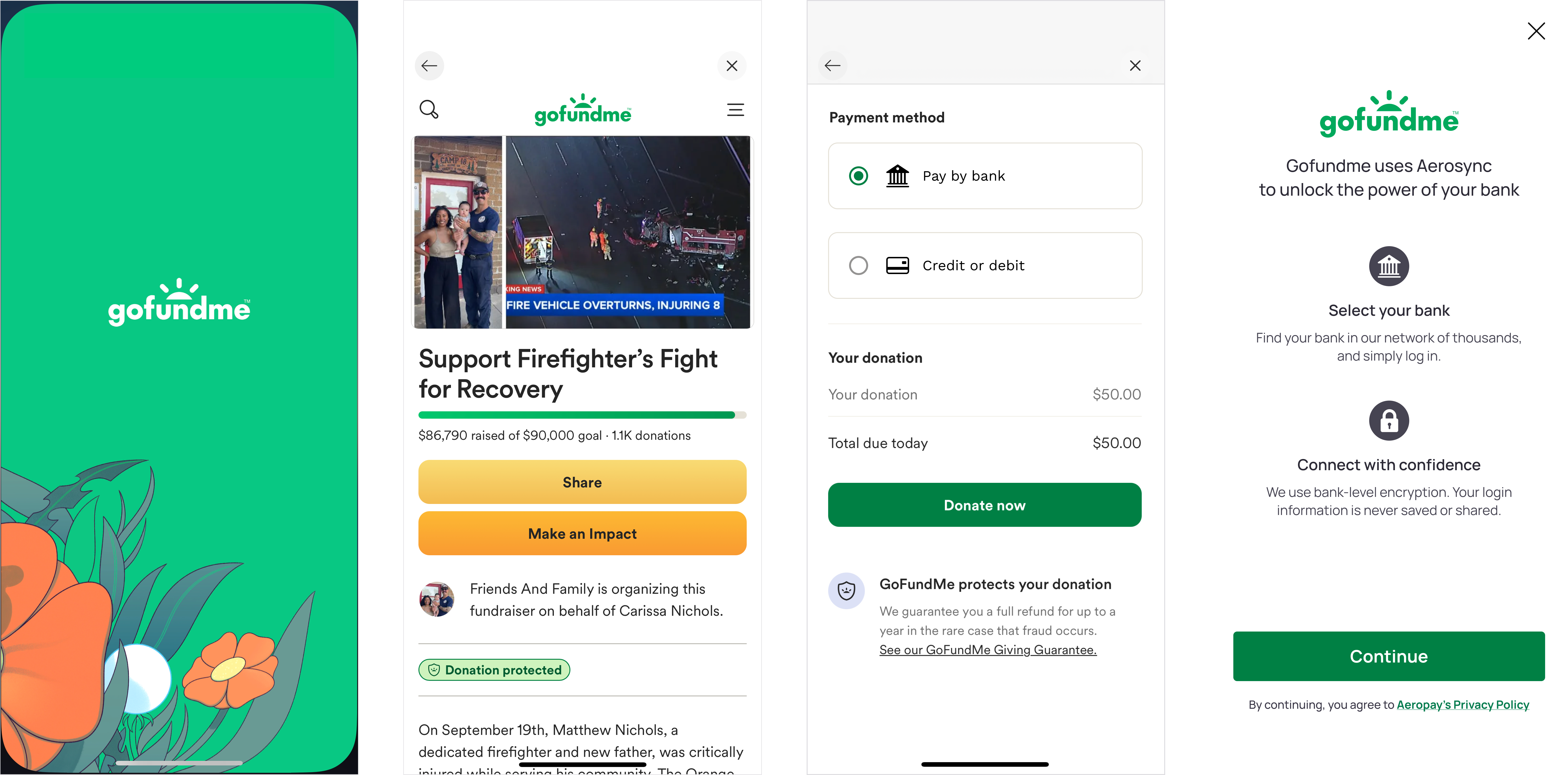 GoFundMe with Aerosync bank linking