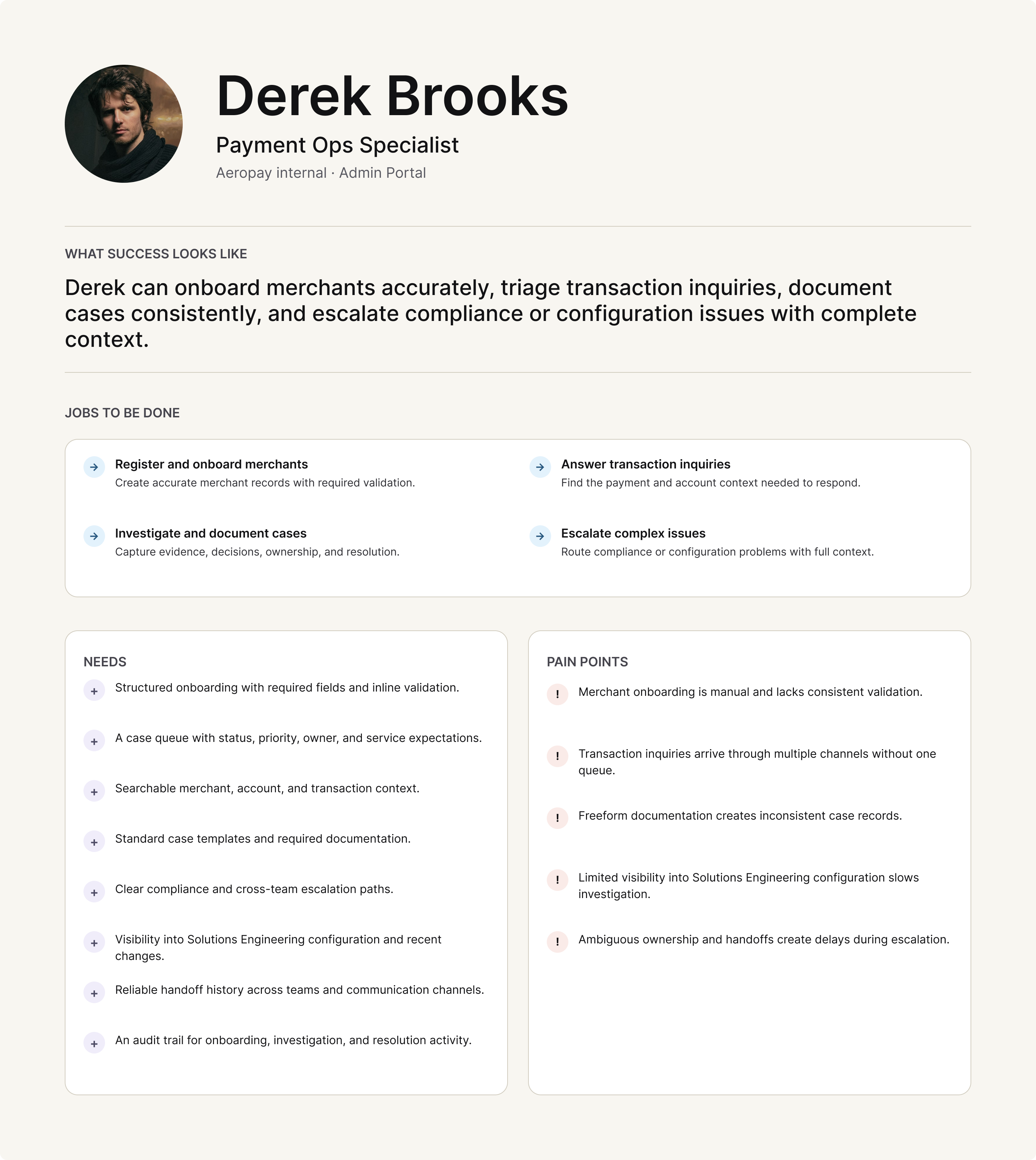 Complete portal persona artifact for Derek
